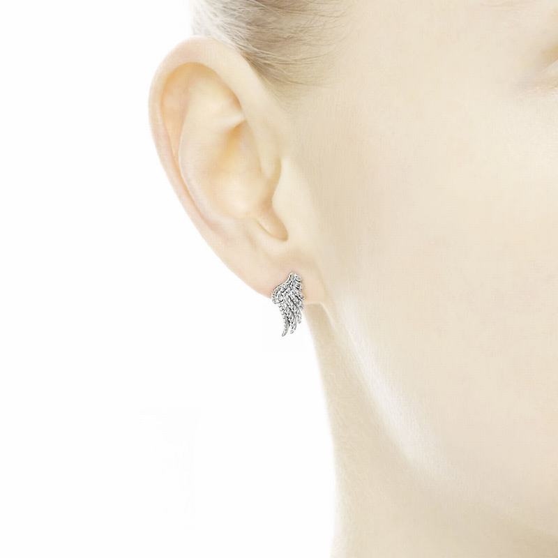 Pandora Majestic Feathers Stud Earrings - Sterling Silver/Cubic Zirconia - Canada | XV3969KA